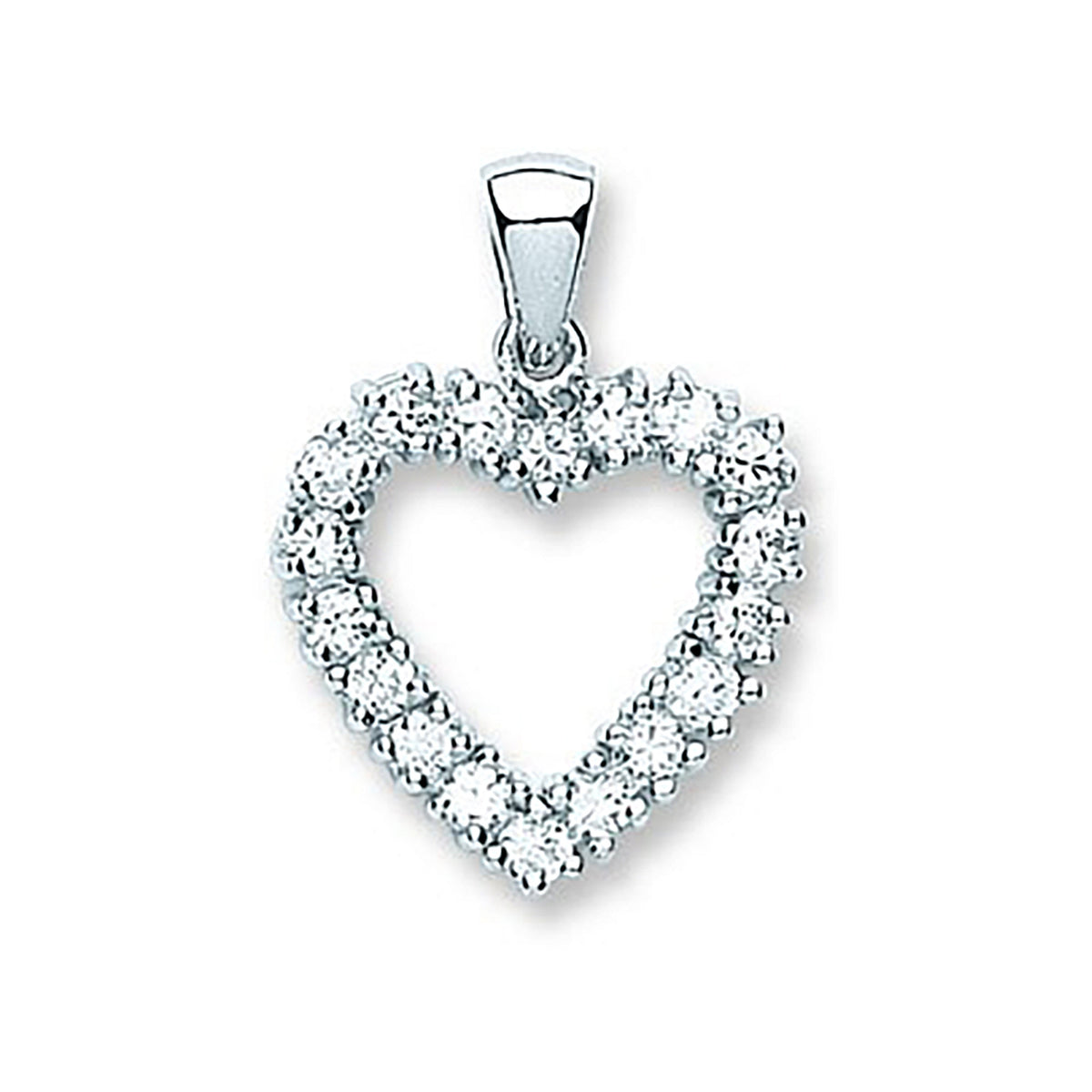 Sterling Silver CZ Heart Pendant With Chain