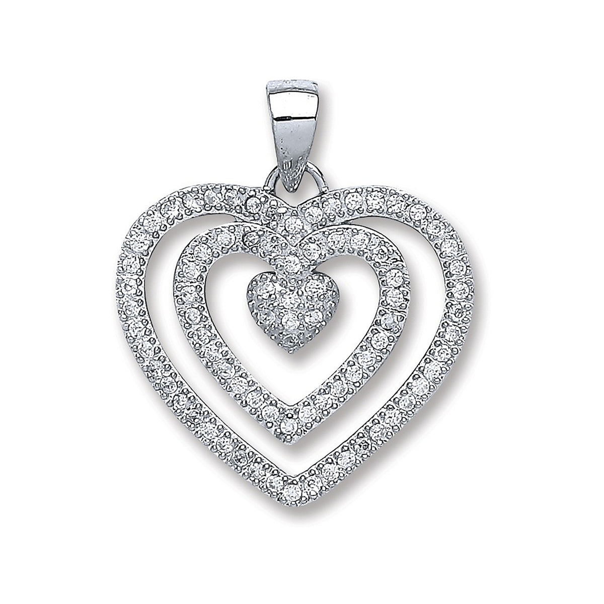 Sterling Silver CZ Heart Pendant With Chain