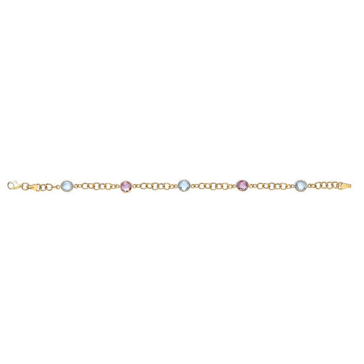 9ct Genuine Amethyst & Blue Topaz Ladies Bracelet