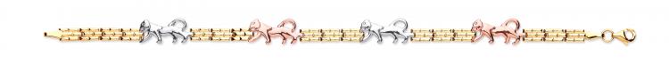 9ct 3 Colour Gold Panther Bracelet