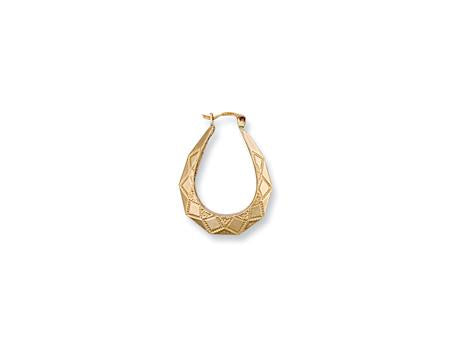 9ct Gold Diamond Cut Oval Creole Earrings