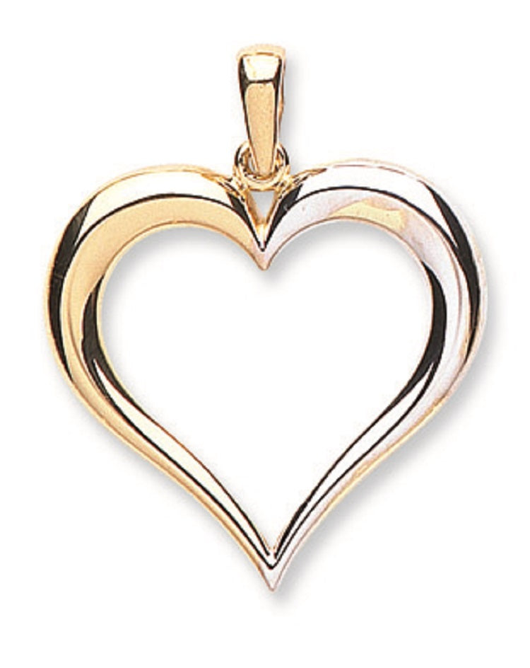 9ct White & Yellow Gold Heart Pendant