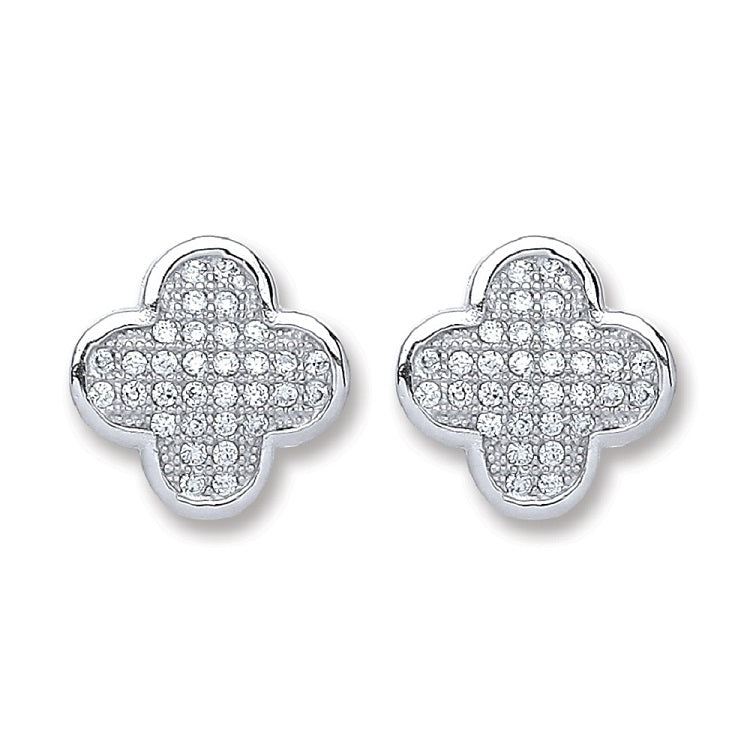 Real Silver Fancy Cubic Zirconia Studs