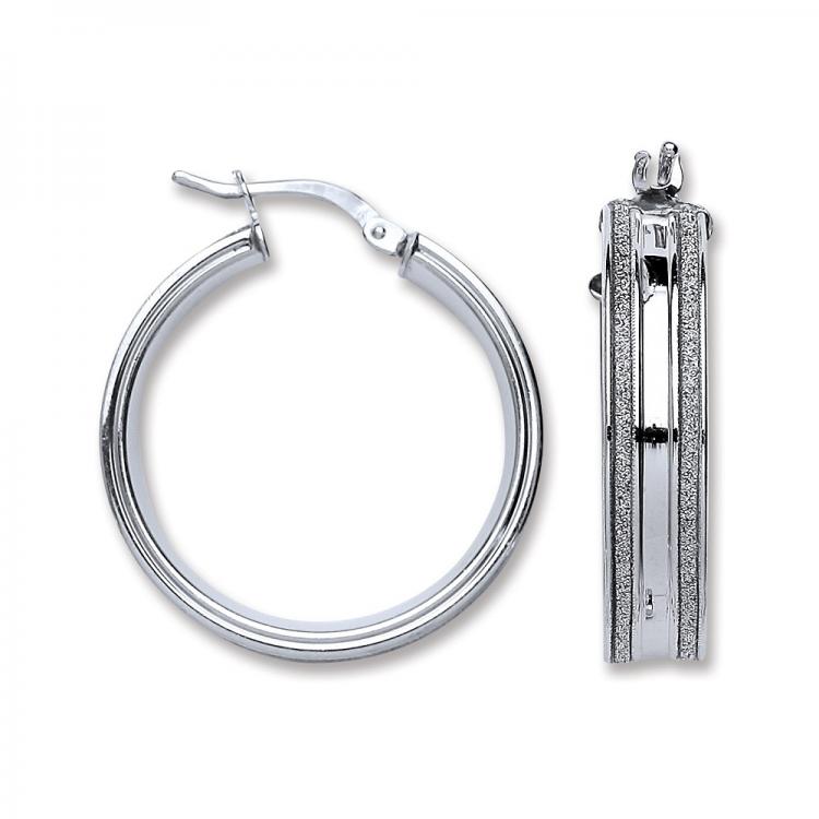 Real Silver Moondust Hoops