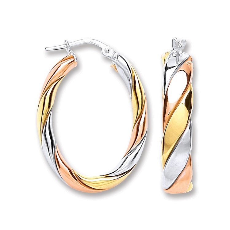 Real Silver Oval 3 Colour Gold Finish