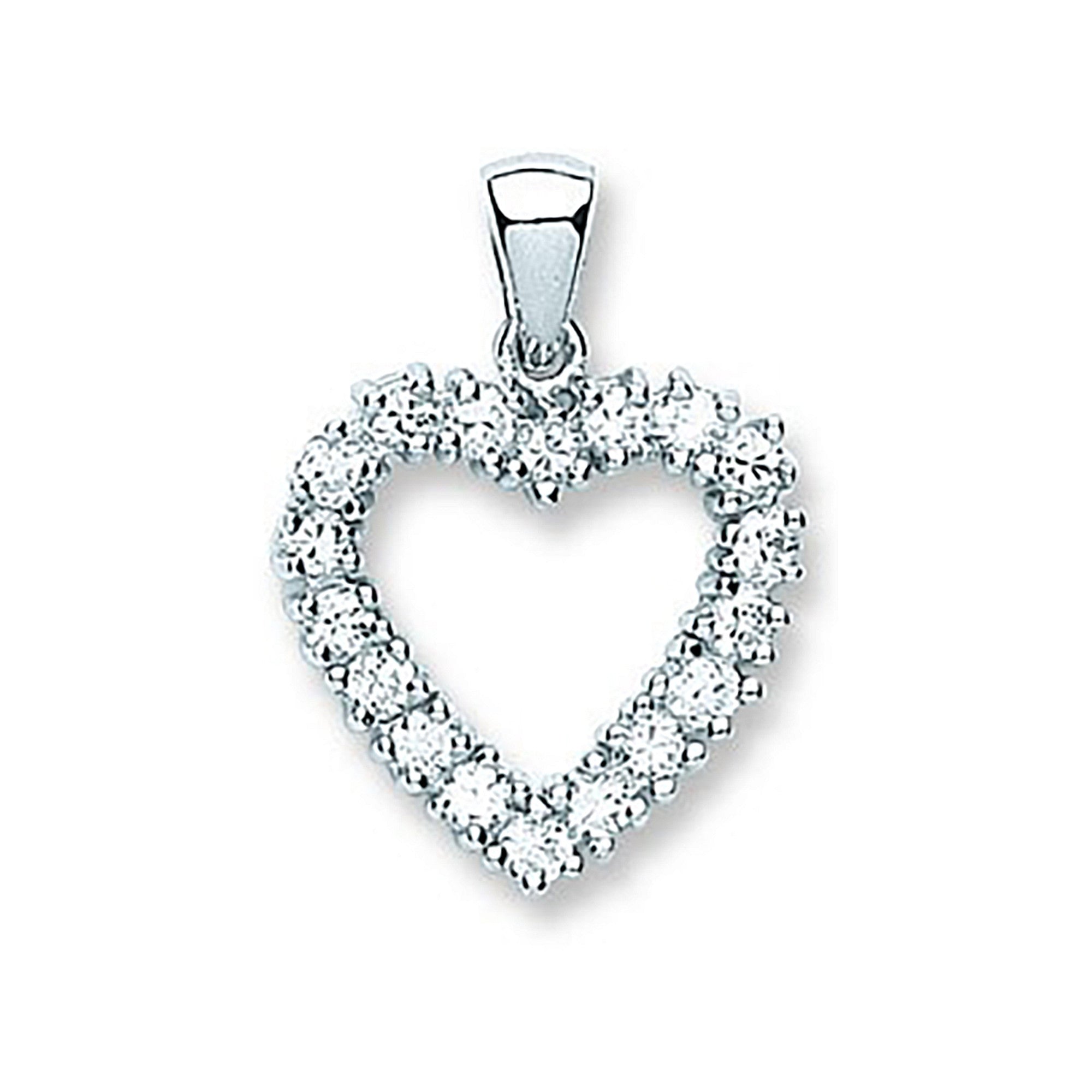Sterling Silver CZ Heart Pendant With Chain