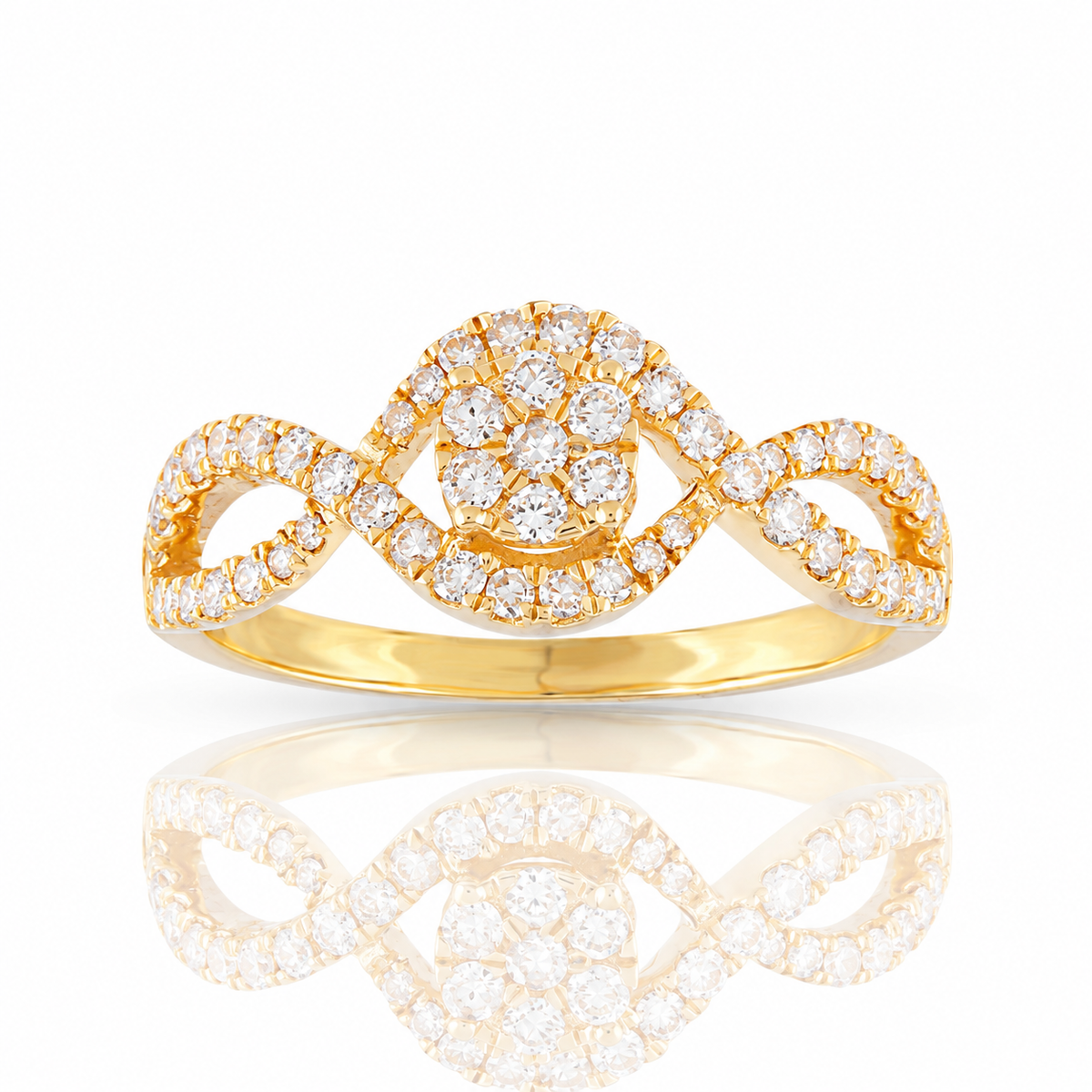9 Carat Gold Twist Lab Grown Diamond Ring