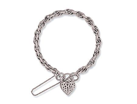 9ct White Gold Prince of Wales Padlock Bracelet