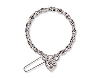 9ct White Gold Prince of Wales Padlock Bracelet