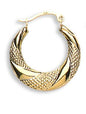 9ct Gold Patterned Creole Earrings