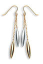 9ct Yellow and White Gold Tube Dropper Earrings