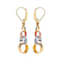 9ct 3 Colour Gold Diamond Cut Round Linked Drop Earrings