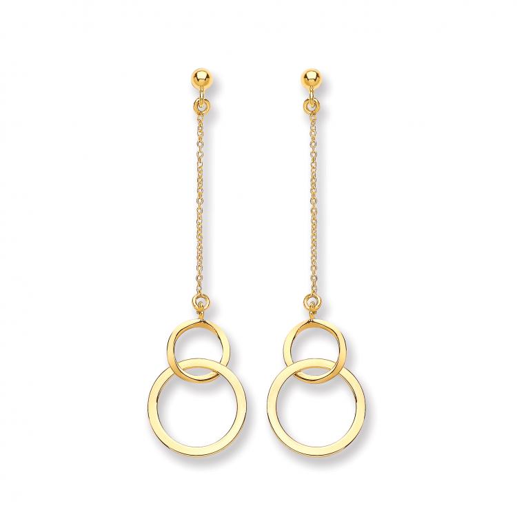 9ct Gold Circle Double linked Droppers