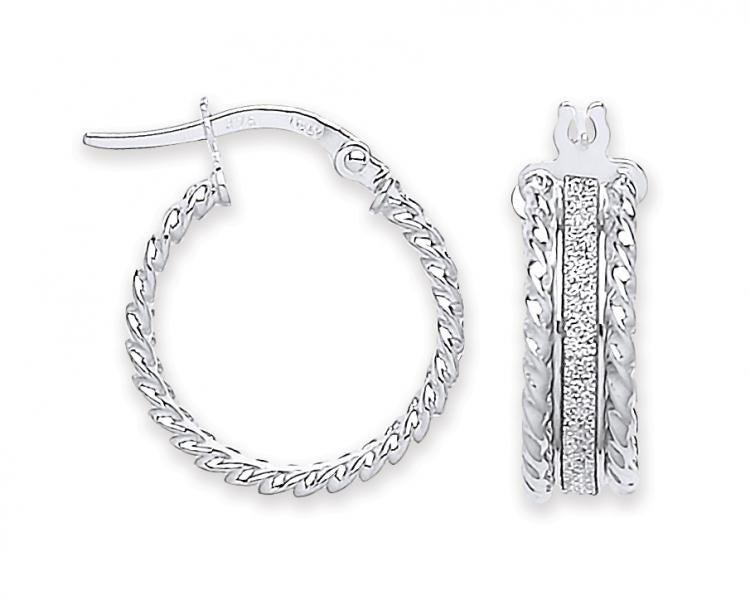 9ct Rose gold and White Gold Moondust Ribbed Edge Earrings