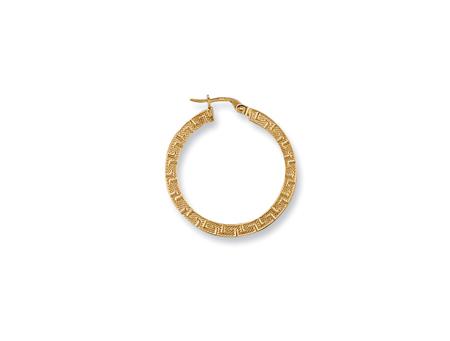 9ct Gold Greek Key Frosted Hoop Earrings