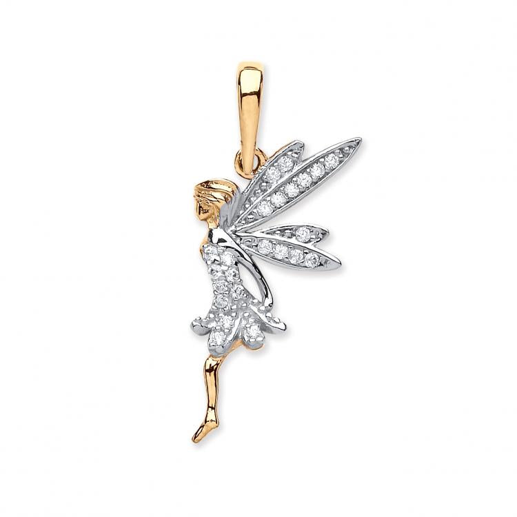 9ct Gold Fairy Pendant Cubic Zirconia
