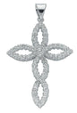 Real silver fancy cubic zirconia cross