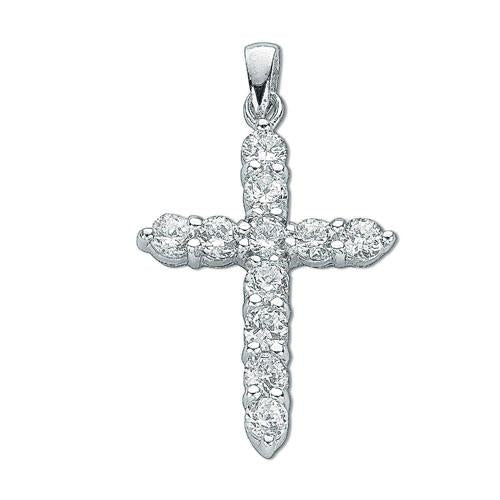 Real Silver Cubic Zirconia Cross