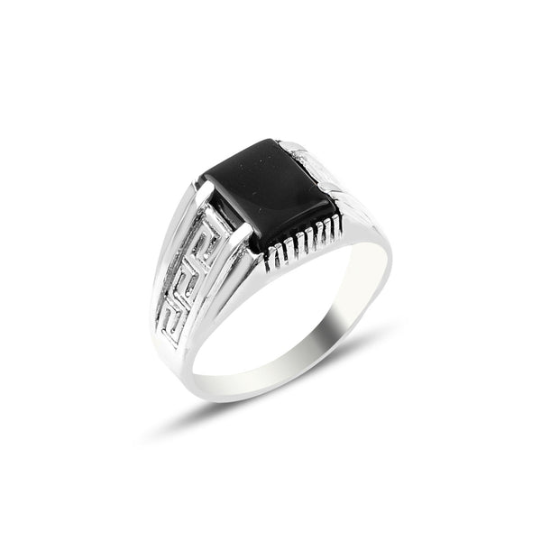 Greek Key Onyx Ring