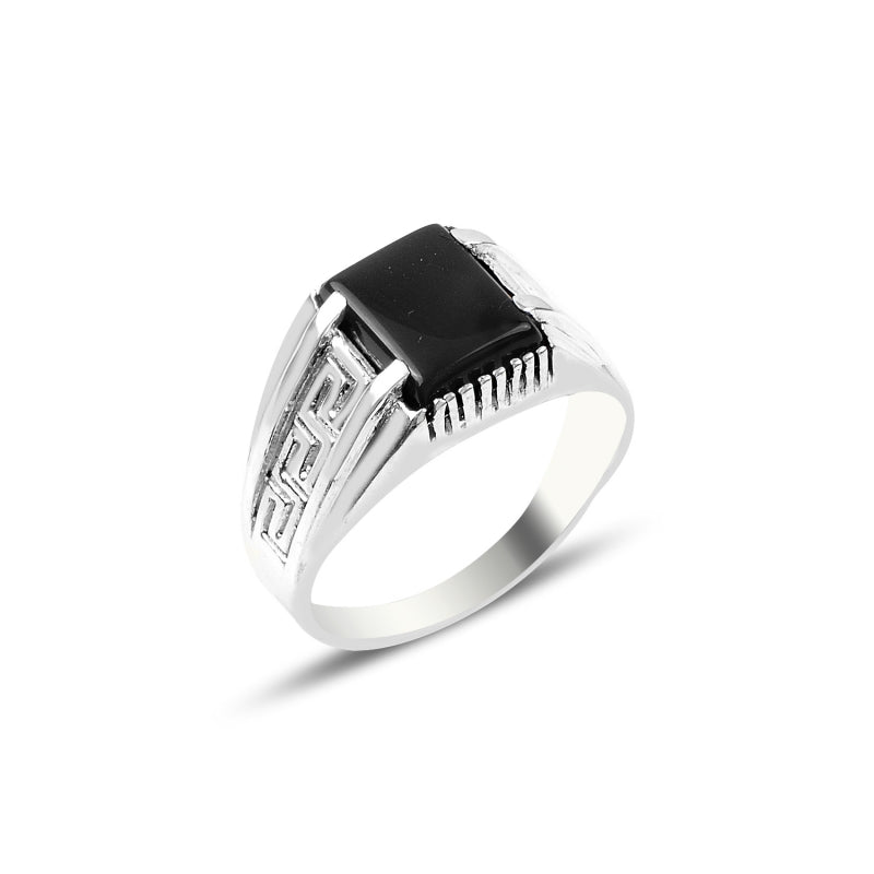 Greek Key Onyx Ring